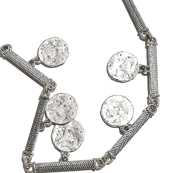 LUCKY BRAND SILVER-TONE HAMMERED DISC 32" NECKLACE - Picture 5 of 8